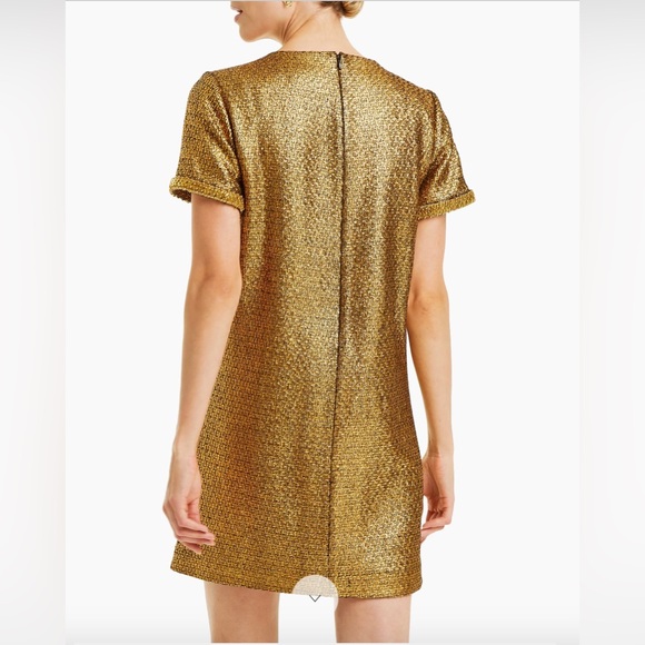 NWT MESTIZA NEW YORK Ainslee Gold Tweed Beaded Bow Mini Dress, Size XS - Picture 3 of 4